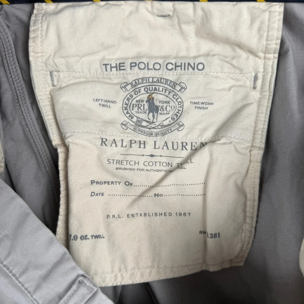 Polo Ralph Lauren Chino Pants Mens 44x32 Gray Stretch Classic Fit Cotton Twill